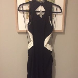 Express cut-out black and white bodycon dress